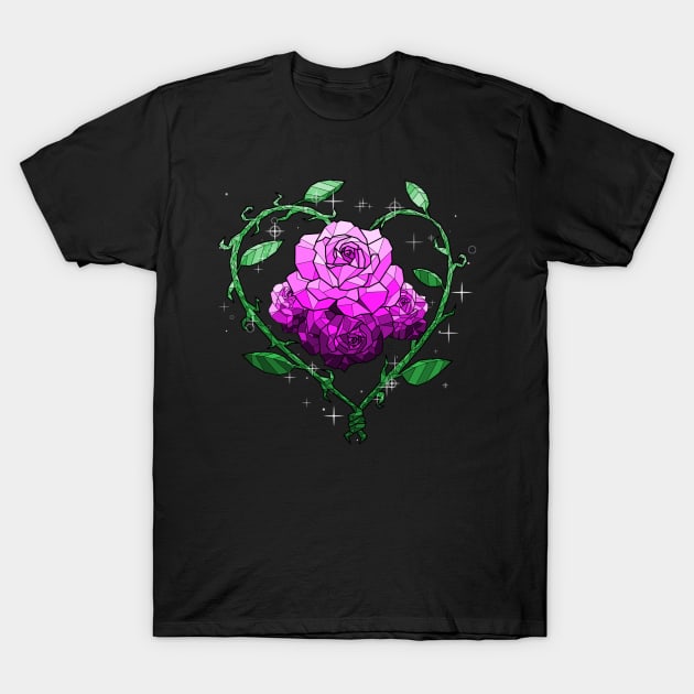 Pink Crystal Flower T-Shirt by Saira Crystaline